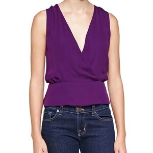 Theory Purple Sleeveless V-Neck Blouse